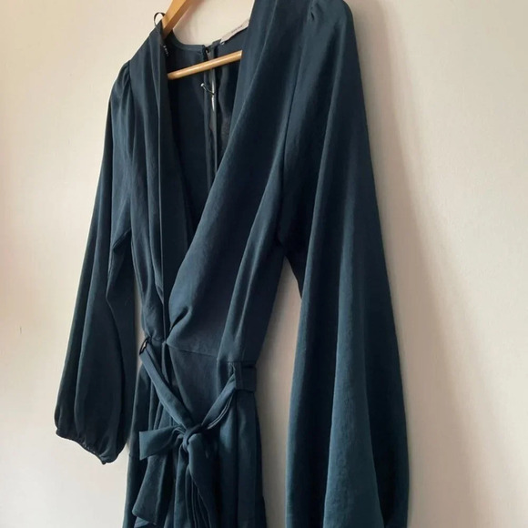 Sheike Baroness Wrap Tie Waist Dress Emerald Green Sz S - Picture 5 of 11